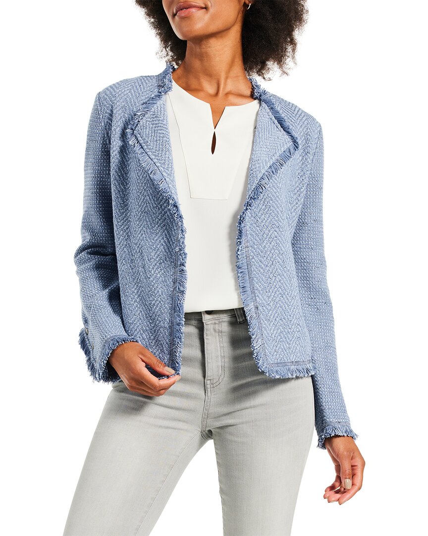 Nic + Zoe Fringe Mix Knit Jacket In Sugar Cookie