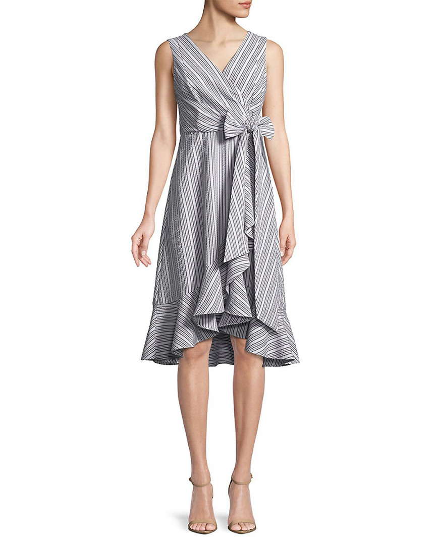 Image of Calvin Klein Ruffle Trim Wrap Dress