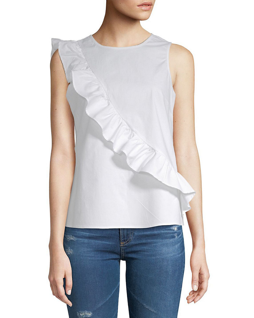 Image of Saks Fifth Avenue BLACK Asymmetric Ruffle Tank Top