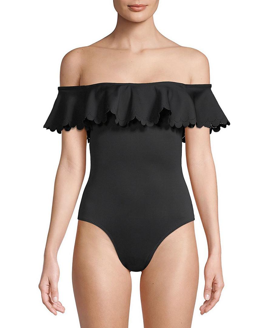 Image of Mouille Swimwear Scallop Off-the-Shoulder One-Piece Swimsuit