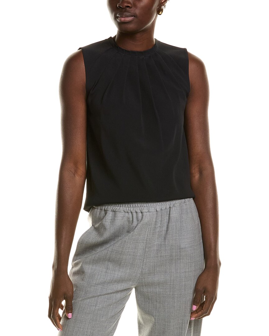 Shop Michael Kors Collection Silk-blend Top In Blue
