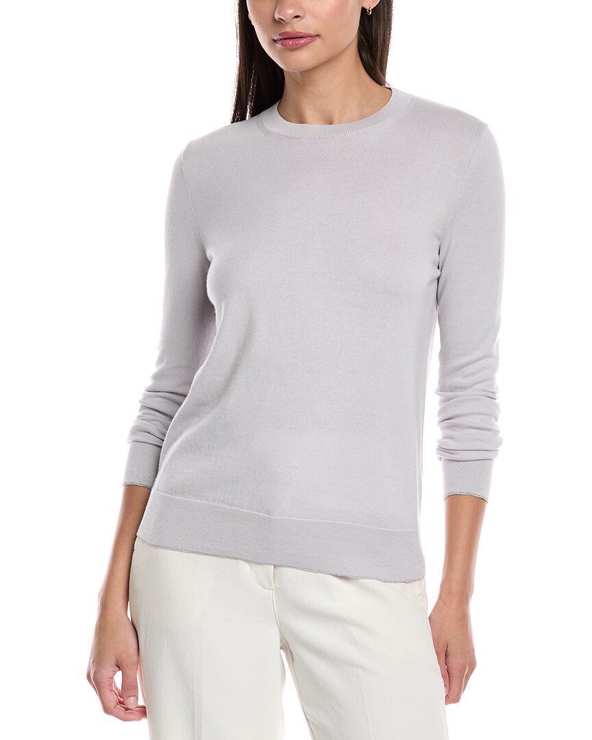 Lafayette 148 New York Lurex Tipping Cashmere-blend Sweater In Gray
