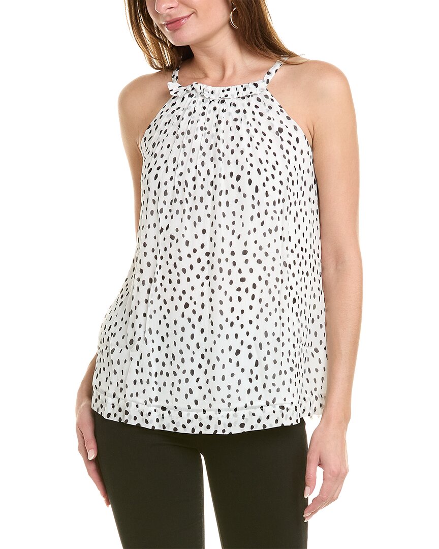 Brooks Brothers Chiffon Dot Print Pleated Halter Top | White | Size 12 In White