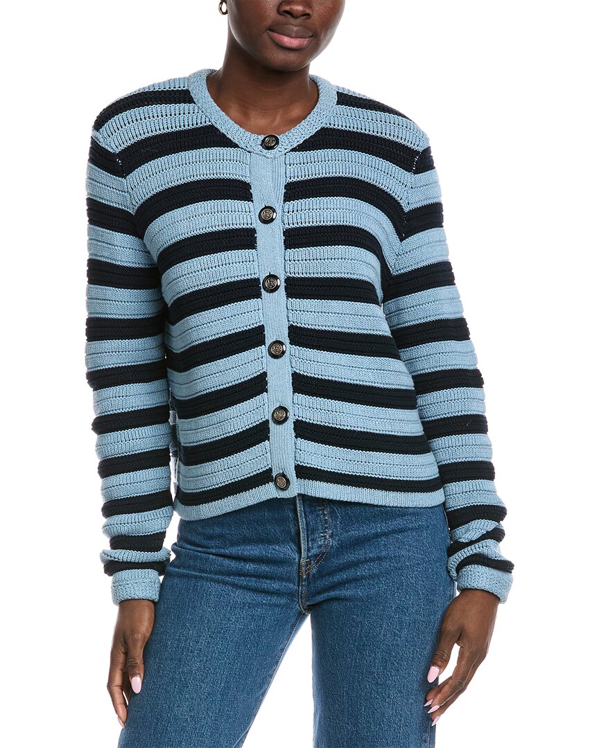 Autumn Cashmere Cotton By  Texture Stripe Jacket In Blue