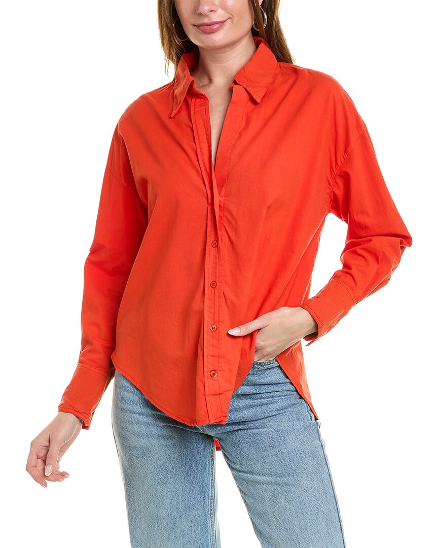 Shop Monrow Poplin Shirt In Orange