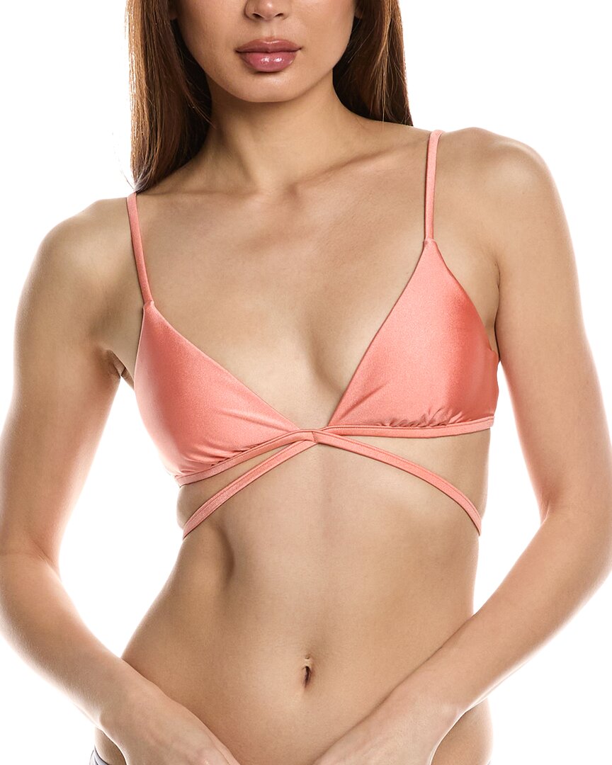 Simkhai Harlen Tie-front Bikini Top In Orange