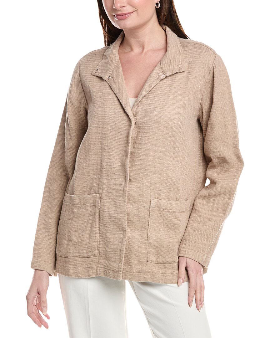 Eileen Fisher Stand Collar Jacket In Brown