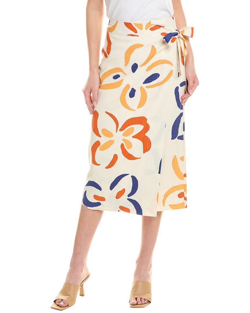 Shop Rebecca Taylor Flame Fleur Whisper Linen-blend Wrap Skirt In White
