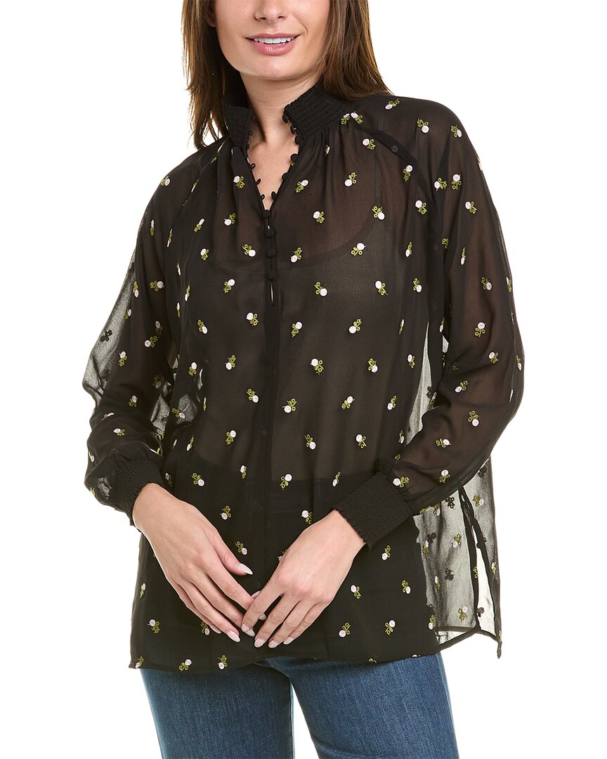 Cabi Embroidered Blouse In Black