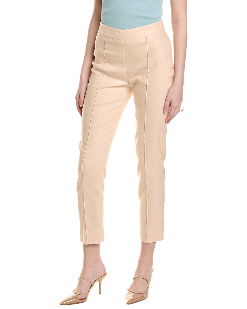 Shop Bcbgmaxazria Linen-blend Pant In Brown