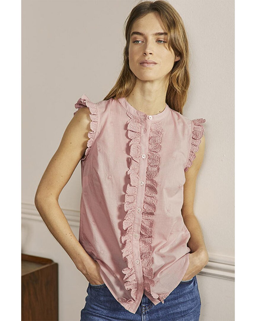 Shop Boden Sleeveless Embroidered Shirt In Pink