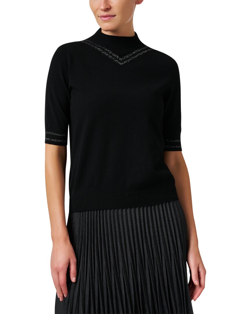 D Exterior D. Exterior Lurex Mock Neck Wool-blend Sweater In Black