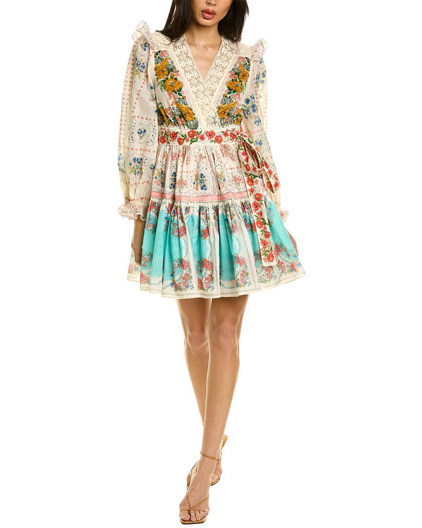 Zimmermann Zimmerman Clover Patched Wrap Mini Dress In White