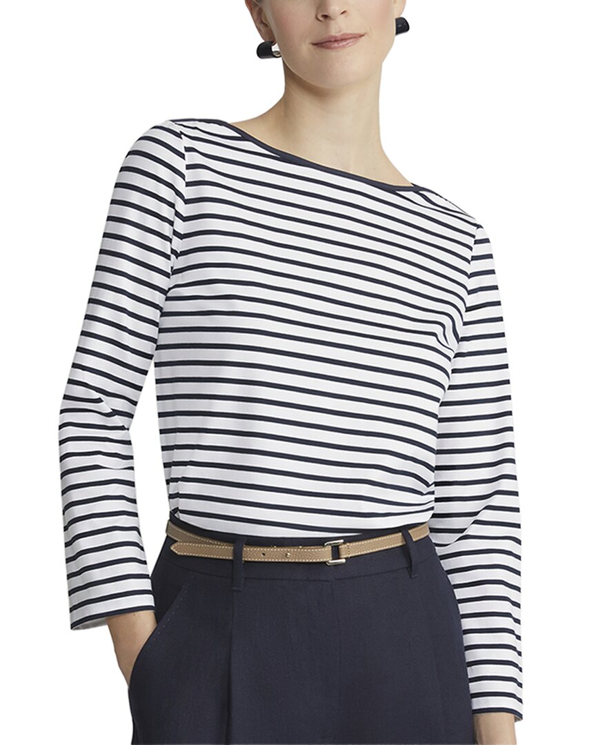 Lafayette 148 Naval Stripe Cotton Jersey Bateau Top