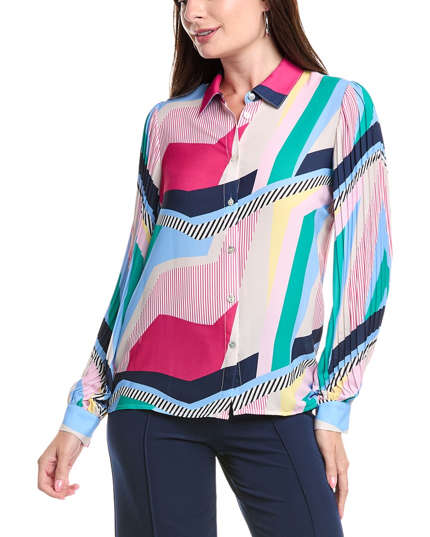 T Tahari Button-down Blouse In Blue