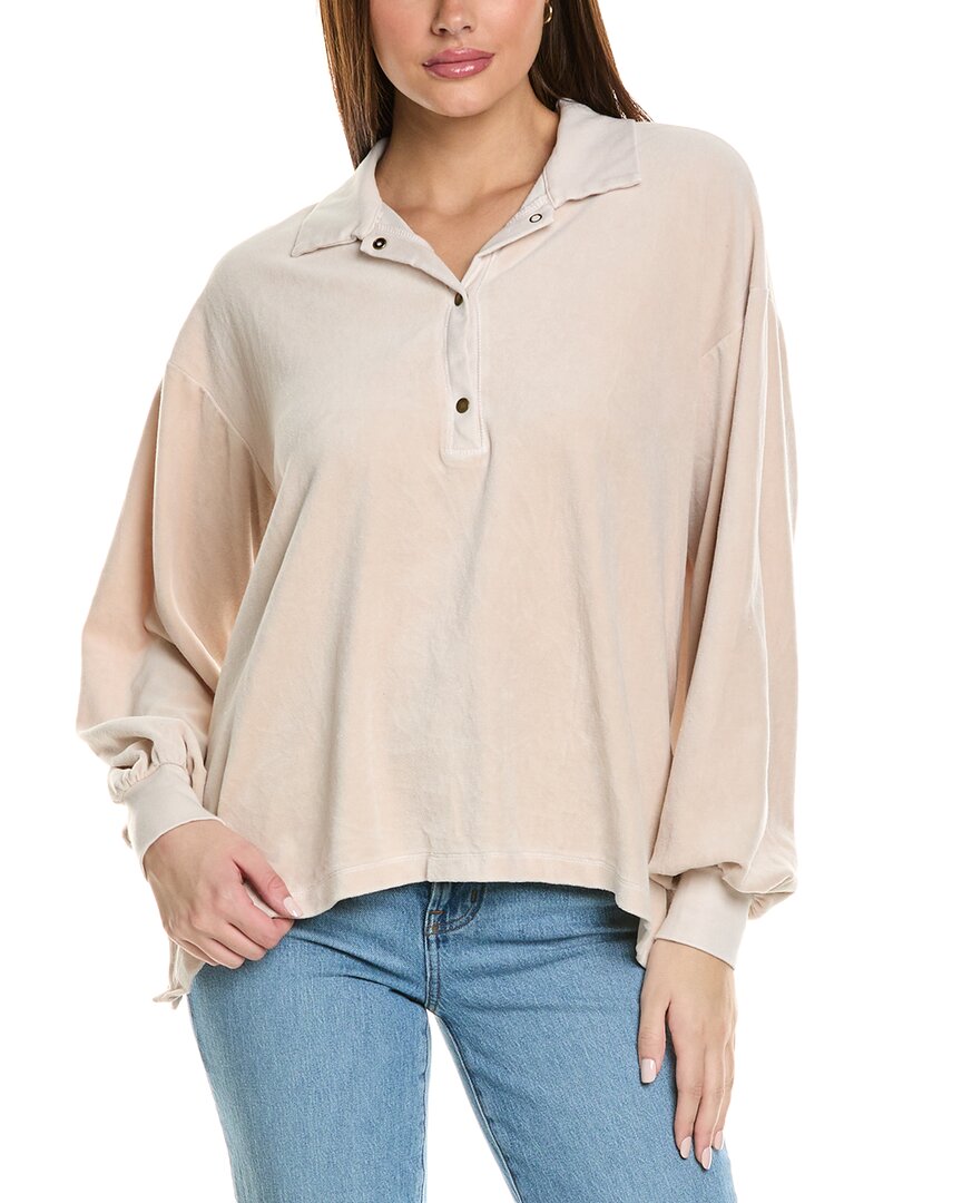 Project Social T Find Me Here Washed Collared Velour Pullover In Brown