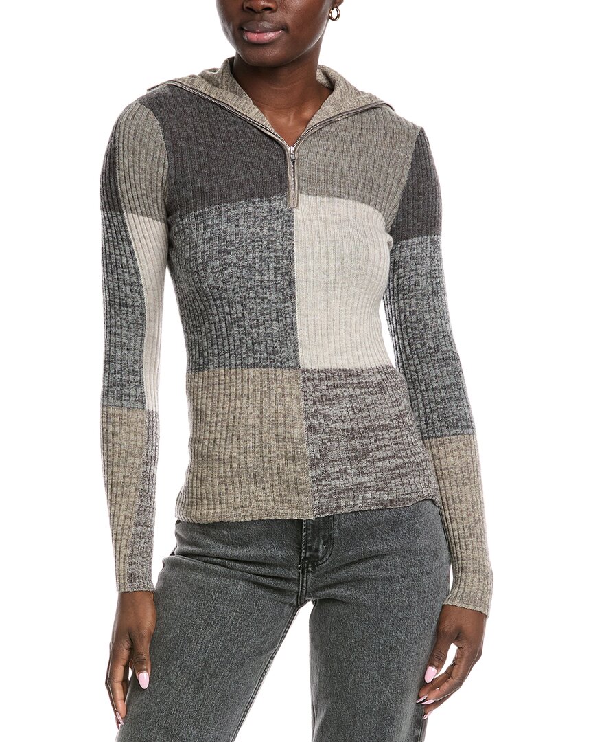 Autumn Cashmere 1/2-zip Rib Sweater In Brown