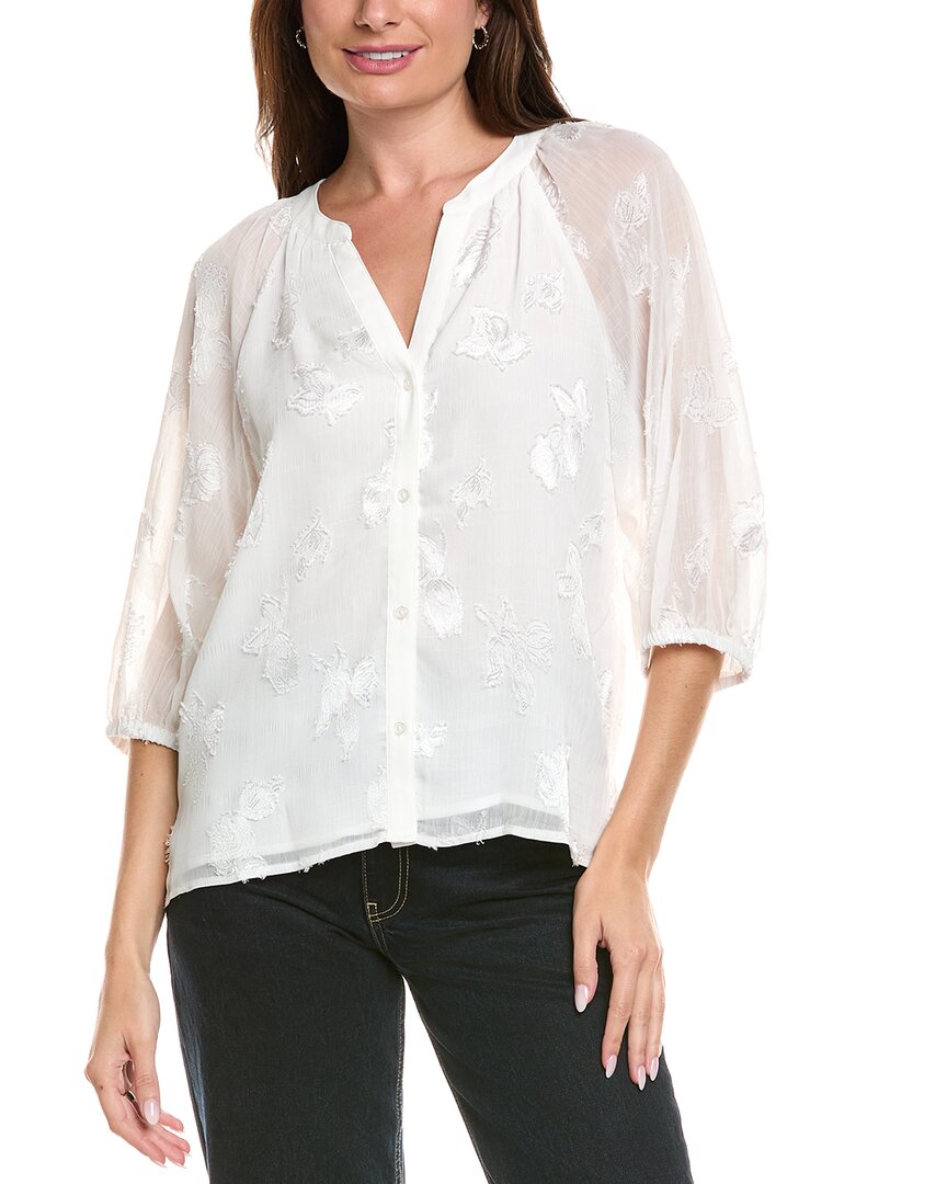 Vince Camuto Raglan Sleeve Button-down Blouse In White