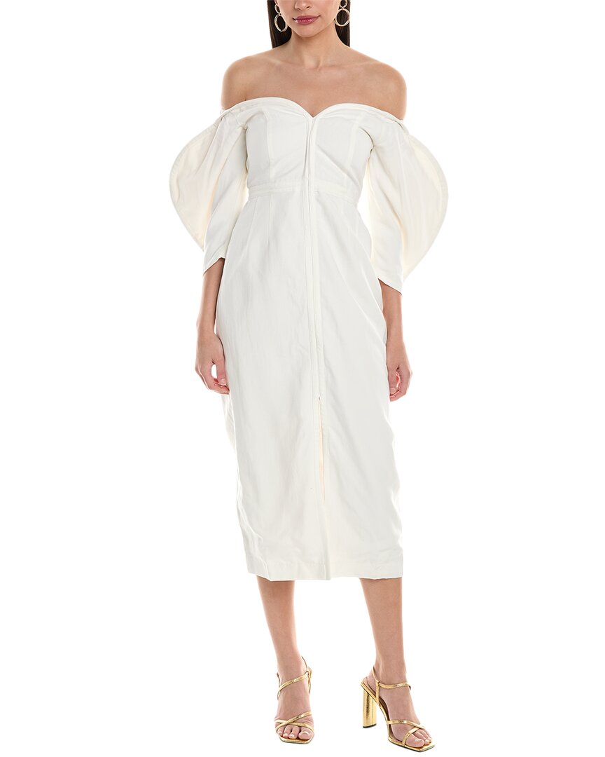 Shop Mara Hoffman Leonara Linen-blend Midi Dress In White
