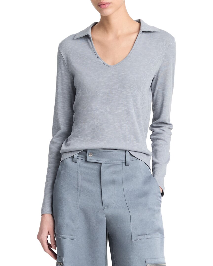 Shop Vince Open Neck Polo Shirt