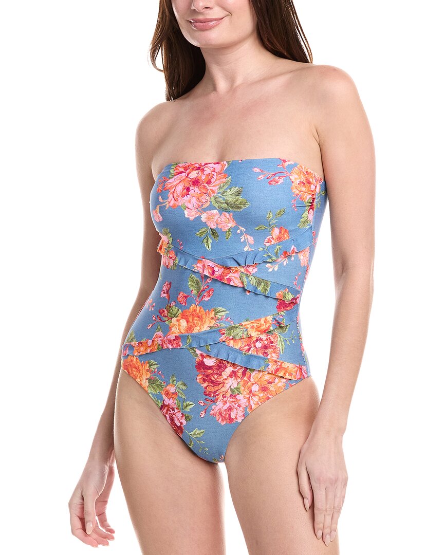 Monte And Lou Delight Spliced Frill Bandeau One-piece In Blue