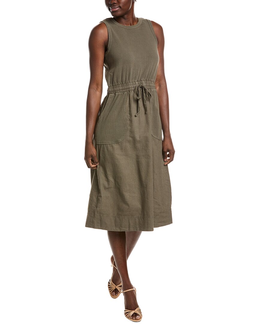 Michael Stars Wilhelmina Mixed Media Linen-blend Midi Dress