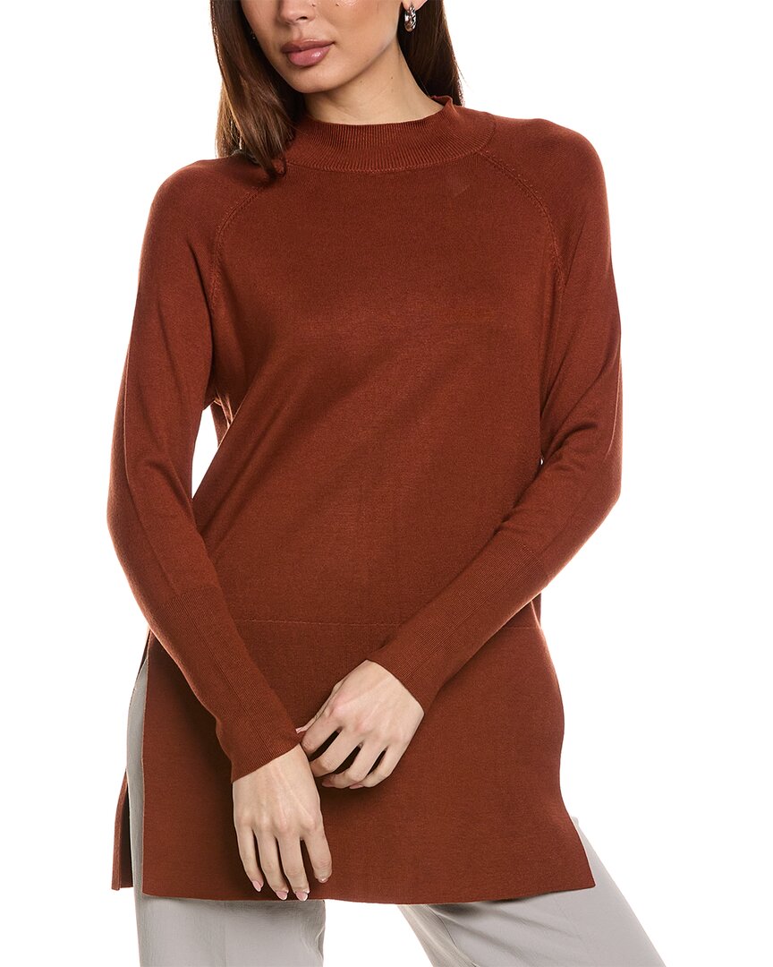 Joseph Ribkoff Mock Neck Long Sleeve Knit Sweater In Cinnamon In Brown