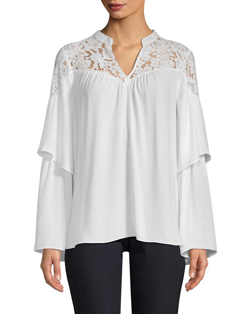 Image of BCBGMAXAZRIA Lace-Trimmed Blouse