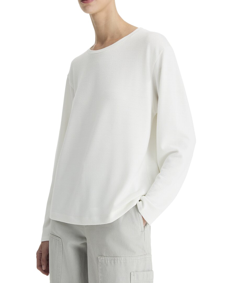 Vince Relaxed Long Sleeve Crewneck Top In White