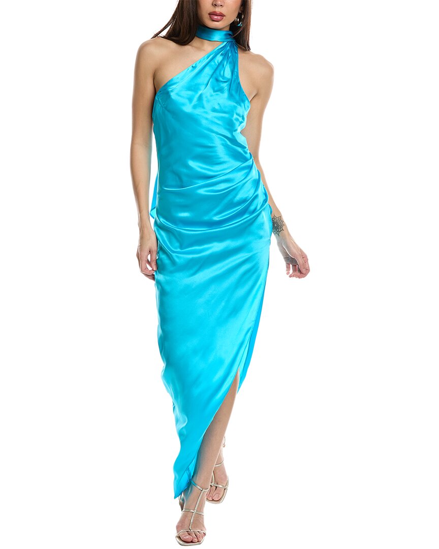 Amanda Uprichard Jaida Silk Maxi Dress In Blue