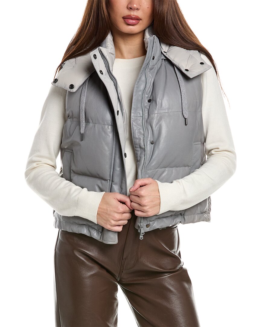 Brunello Cucinelli Giubbotteria Pelle Jacket In Gray