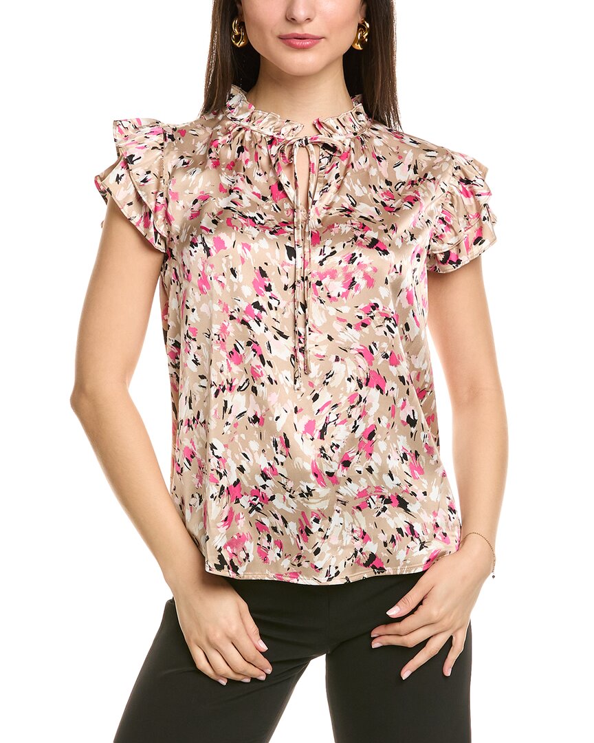 Anne Klein Ruffle Sleeve Tie Blouse In White