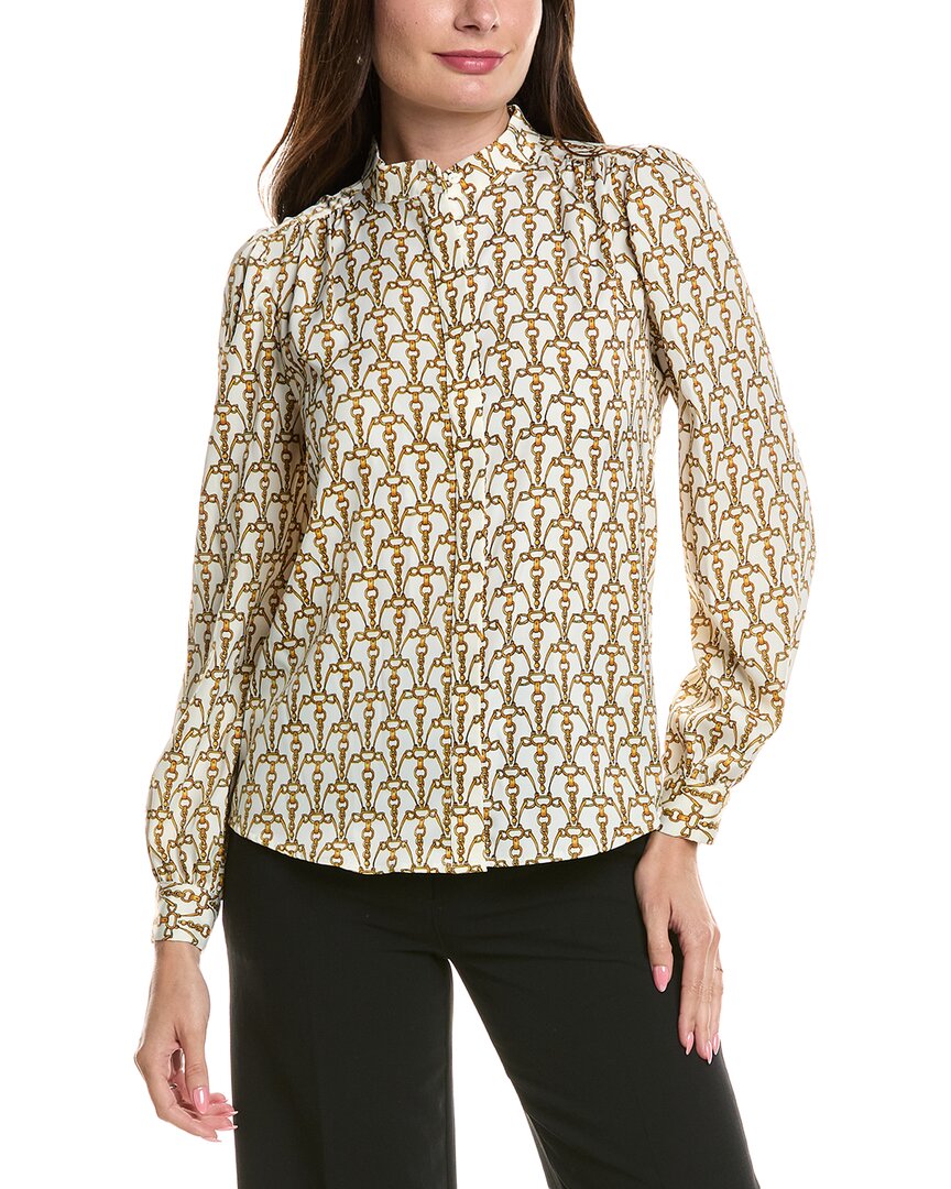T Tahari Button-down Blouse In Multi
