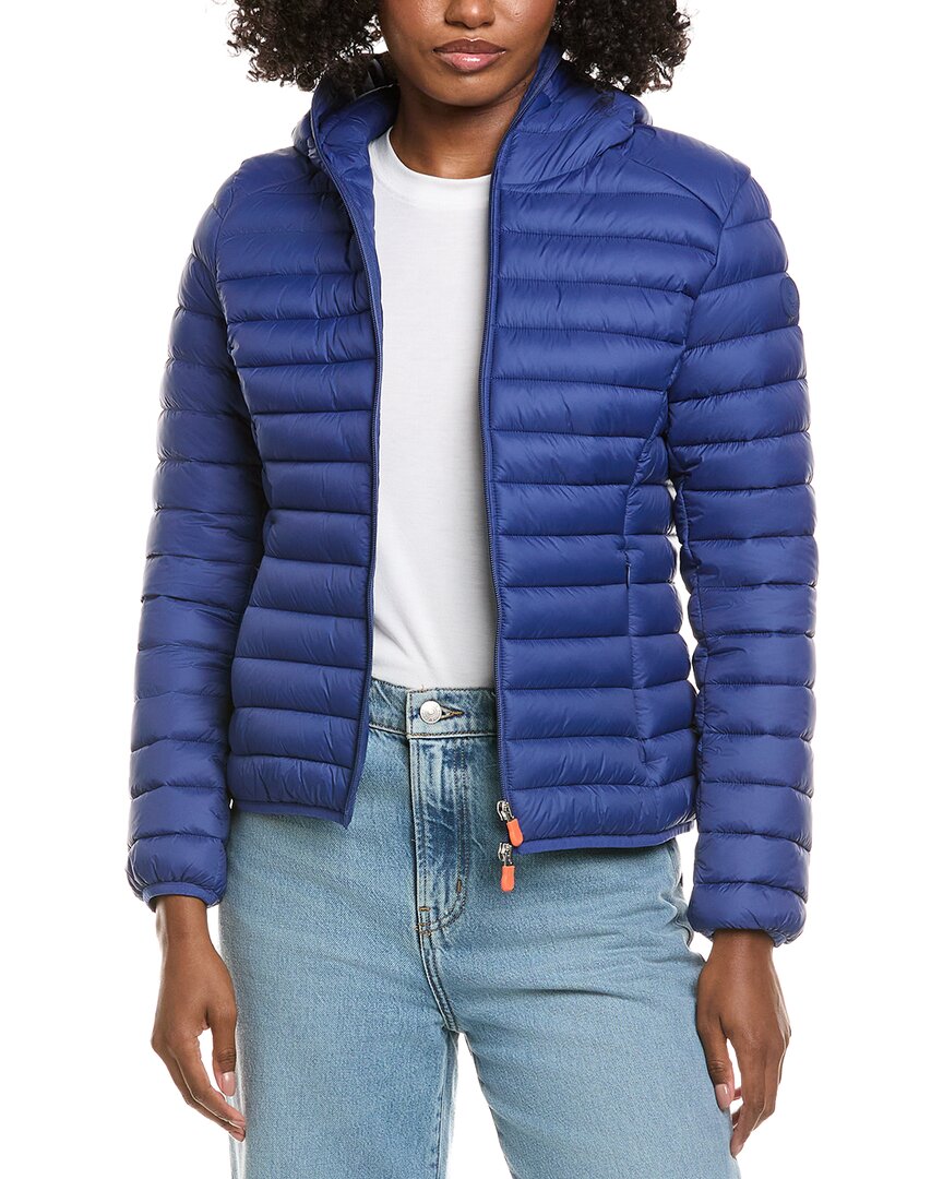 Save The Duck Vicky Short Hooded Basic Jacket In Blue