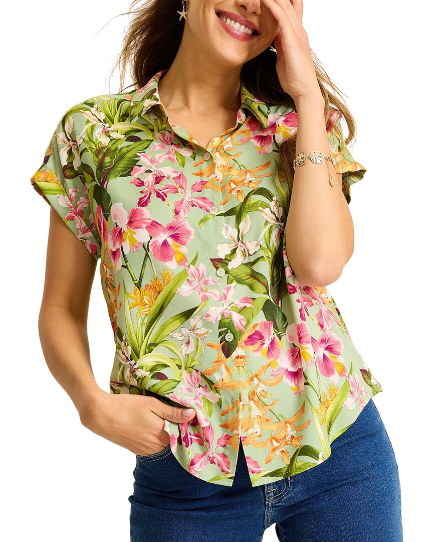 Tommy Bahama Orchid Bay Silk Camp Shirt In Green