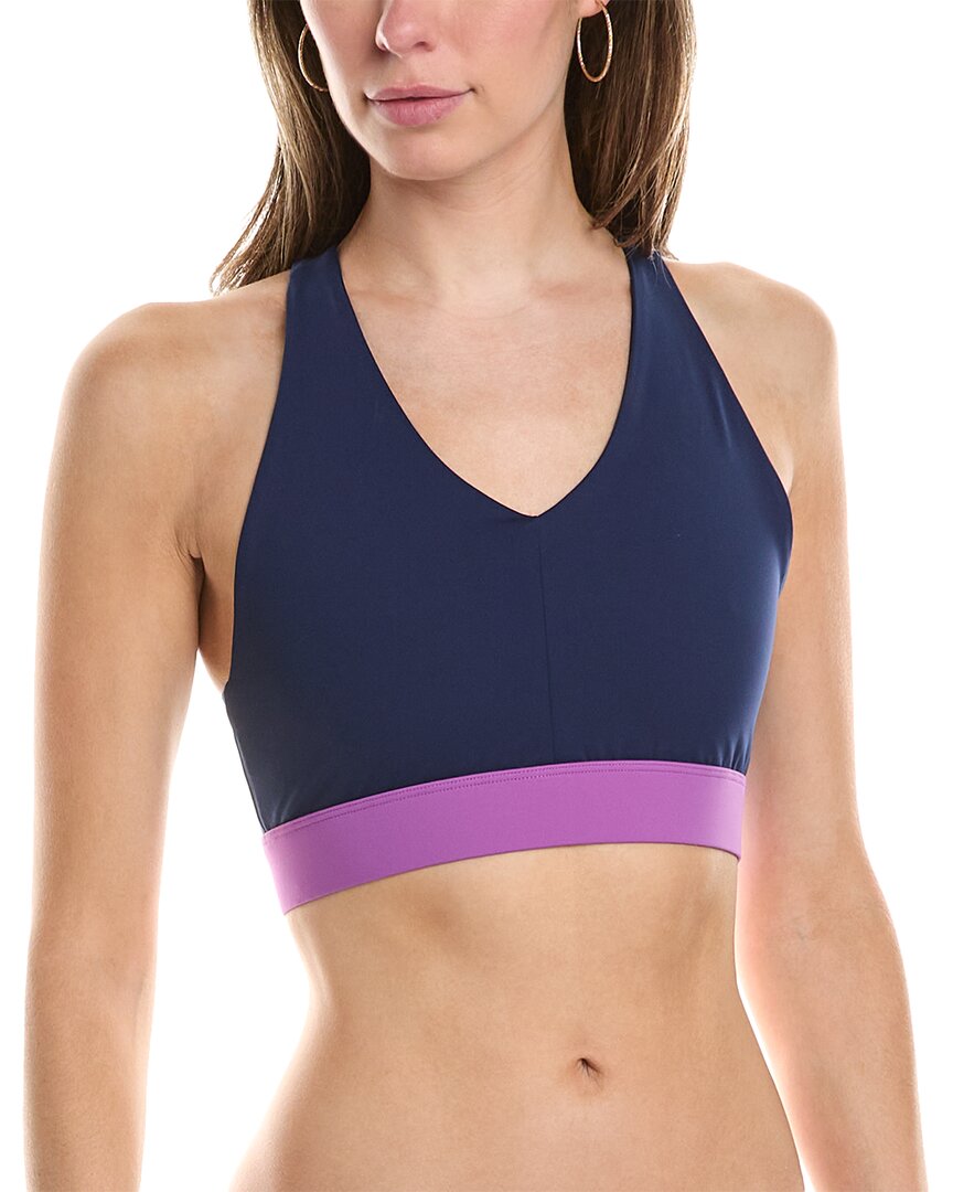 Terez Action Colorblock V-neck Racerback Bra In Blue