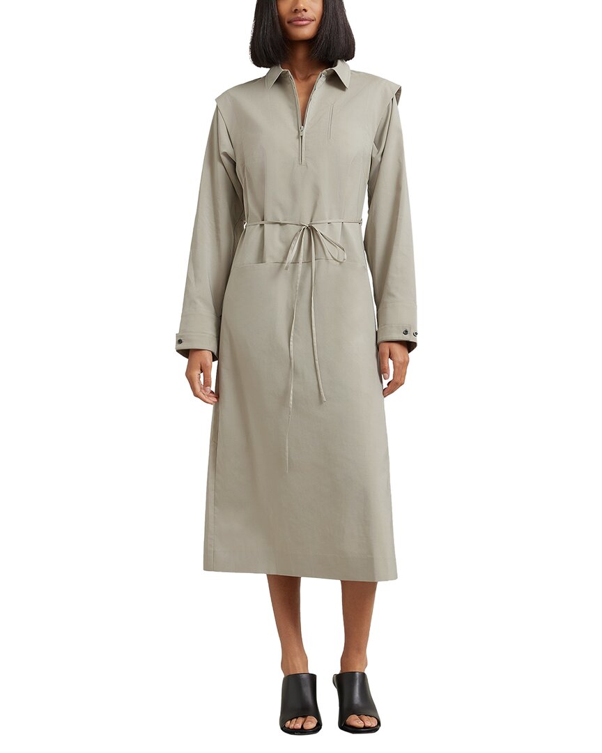 Modern Citizen Lana Cuffed-shoulder Midi Dress In Gray