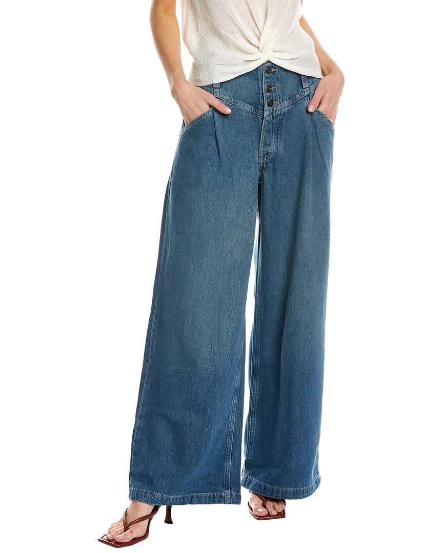 FREE PEOPLE FREE PEOPLE CARE SUPER SWEEPER WASHED OUT BLUE WIDE LEG JEAN