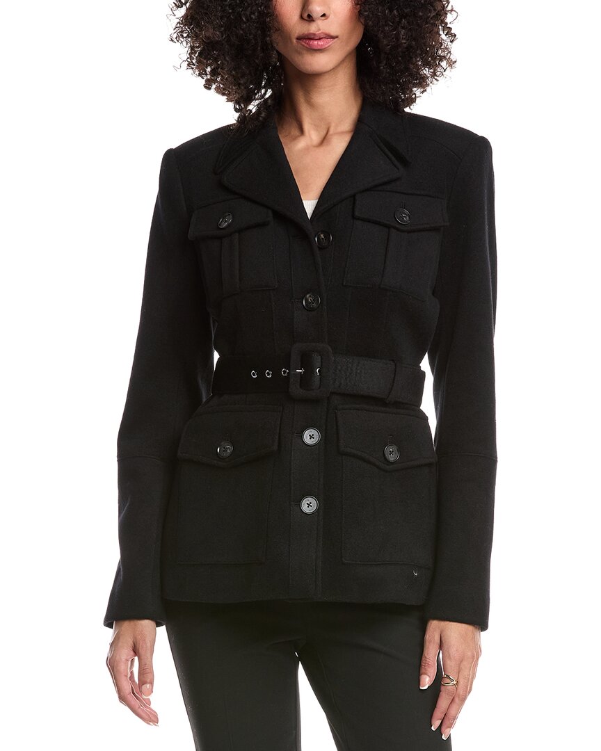 Toccin Charlie Safari Wool Belted Jacket In Black