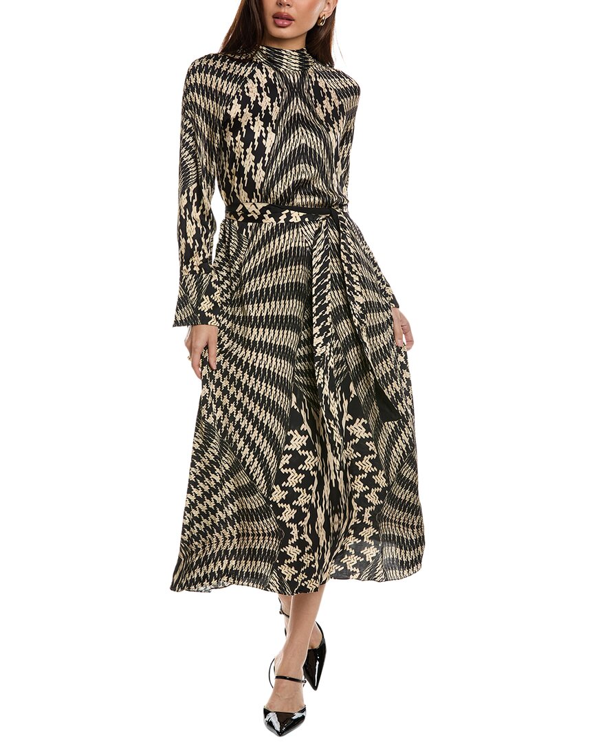 Reiss Kate Houndstooth-print Woven Midi Dress