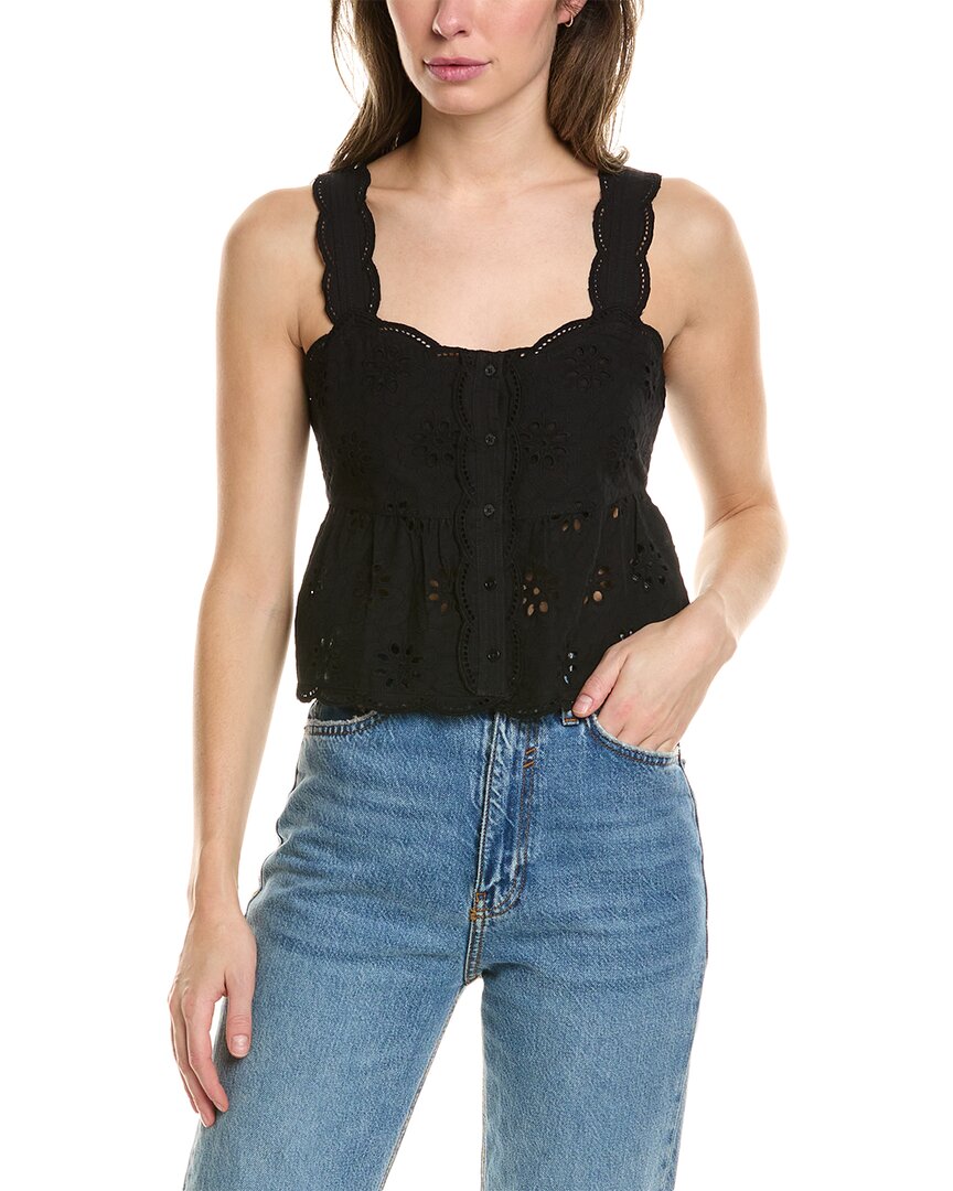 Shop The Kooples Embroidered Eyelet Top In Black
