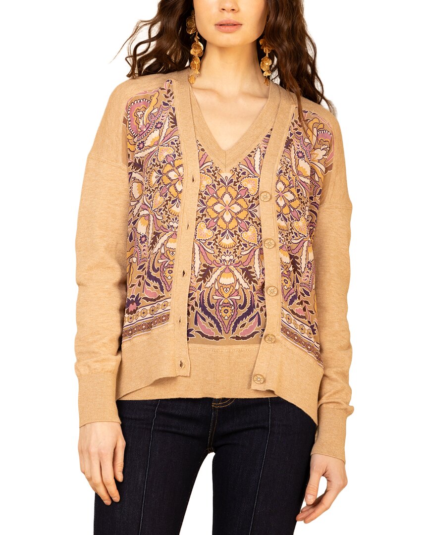 Hale Bob Scarlette Silk Cardigan In Pink