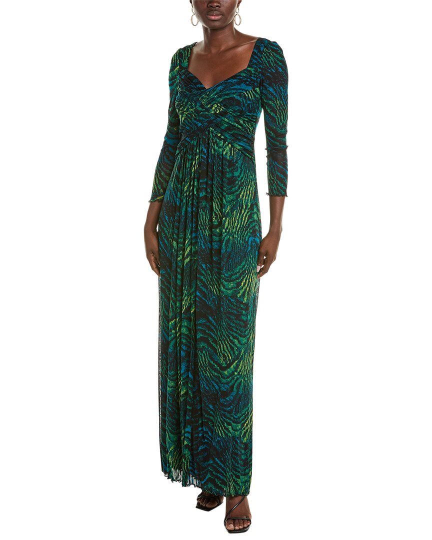 Diane Von Furstenberg Gael Printed Tulle Maxi Dress In Green
