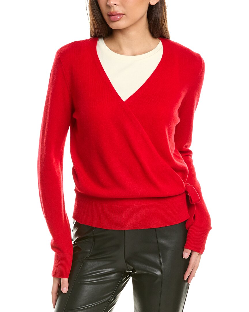 Incashmere Tie-side Cashmere Cardigan In Red