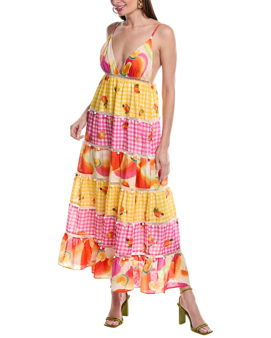 Shop Farm Rio Mixed Picnic Cashew Maxi Dress In Yellow