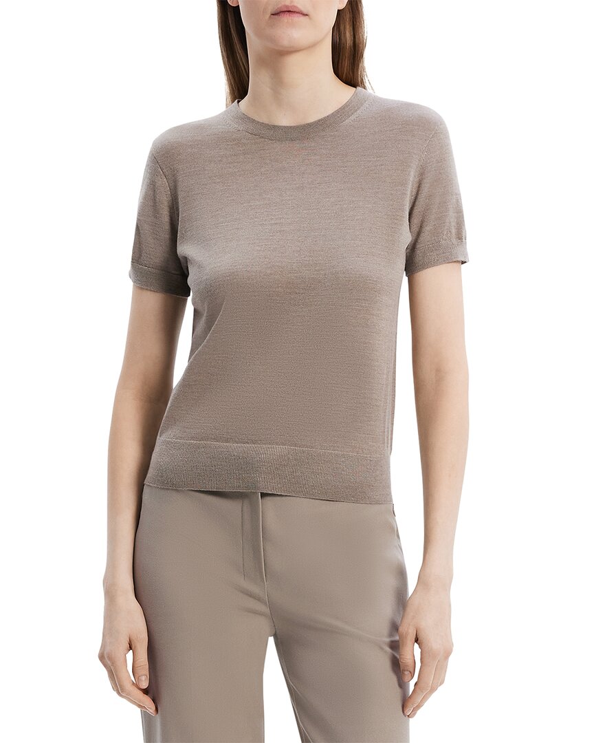 Theory Basic Wool Sweater In Grey