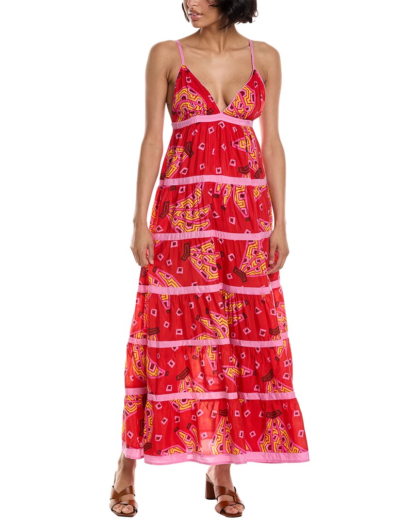 Shop Farm Rio Tiered Maxi Dress In Red