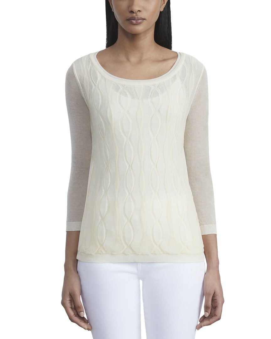 Shop Lafayette 148 New York Double Layer Cable Intarsia Linen-blend Sweater
