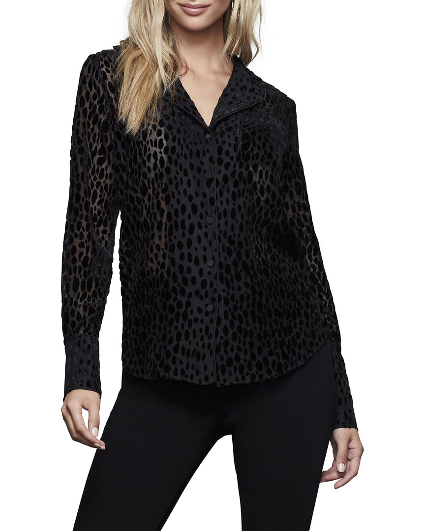 Image of Good American Sheer Bliss Velvet Pajama Blouse