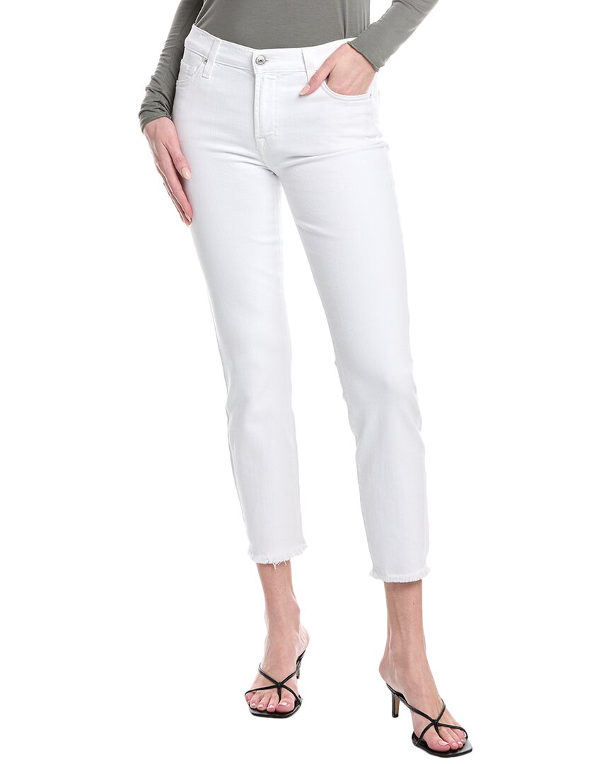 7 For All Mankind Kimmie White Form Fitted Straight Leg Jean In White